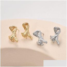 Stud Earrings 2Pcs Rock Shape Ear Studs For Women Gold Plated Charms Jewellery Making Diy Brass Accessories Designer Drop Delivery Dhxt3