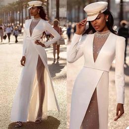 Party Dresses Women Dress White Sexy Deep V Neck Summer Long Sleeve Bandage Tight Casual Basic Beach Gown