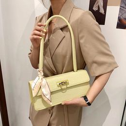 Shoulder Bags Crocodile Pattern Retro Leather Women Luxury Handbags Pu Baguette Solid Color Underarm Bag 2024 Fashion Ladie Wholesale