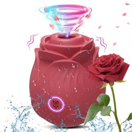 Powerful Sucking-Rose Vibrator Toy for Women Vacuum Stimulator Oral Nipple Clit Sucker Female Sex Toys Goods for Female Adults 240419