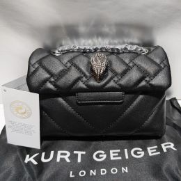 Buckets Kurt G Mini Quilted Eagle Metal Women Shouder Bag Black Silver Chain High Quality Embroidery PU Leather Ladies Cross Body Bags