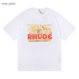 Rhude T Shirt Mens Designer T Shirt Rhude Casual Shirts Mantees Short Sleeves Top Sell Luxury Men Hip Hop High End Fashion Lightweight Breathable Clothes 2071