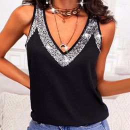 Women's Blouses Breathable Summer Top Women Vest Stylish Tank Tops Collection V-neck Sleeveless With Sequins For Casual