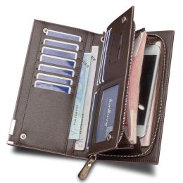 Wallets Men's Business Casual Zipper Design Mobile Phone Bag Small Purse Cash ID Bank Credit Card Holders Case Handbag Long Black Wallet
