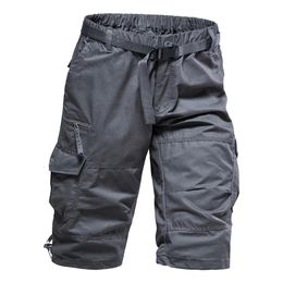 Casual Shorts Men Summer Camouflage Cotton Cargo Shorts Men Camo Short Pants Homme Without Belt Drop Calf-Length Pants 240409