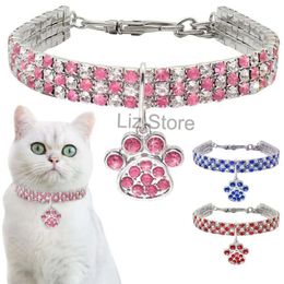 Elastic Rhinestone Heart Collars Dog Inlay Bone Shaped Dogs Pet Bling Crystal Diamond Collar Small Cats Puppy Necklace Th0816 s