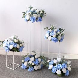 Decorative Flowers Wedding Decorations Silk Table Flower Ball El Stage White Rose Blue For Events Decor