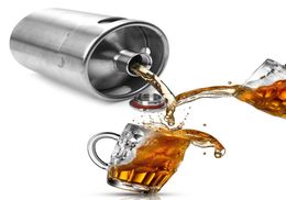 2L Homebrew Growler Mini Keg Stainless Steel Beer Growler Beer Keg Screw Cap Wine Pot Beer Barrel OOA21399111463