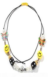 Smiling Face Necklace Asap Rocky Women Alloy Jewellery Skull Dice Decorations Butterfly And Pear Theme Birthday Gift4843778