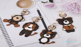 Fashion Key Chain Accessories Tassel Key Ring PU Leather Bear Pattern Car Keychain Jewelry Bag Charm1680994