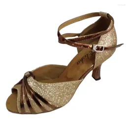 Dance Shoes Customised Heel 3CM-10CM Women's Gold Salsa Latin Open Toe Ballroom Party Socials Evening Dancing Shoe