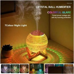 Night Lights 350Ml 7Colour Light Crystal Ball Humidifier Diffuser 50Mah Air Desktop Decoration Lamp Usb Drop Delivery Dhhxq