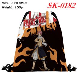 Bags Anime Fairy Tail Drawstring Bag Natsu Dragneel Erza Cartoon Bookbag Shoulder Bags Portable Backpacks Gift