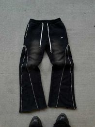 Men's Pants Street clothing bag casual pants Y2K retro zipper decorative sports pants mens Harajuku womens hip-hop letters jogging Trousers J240429