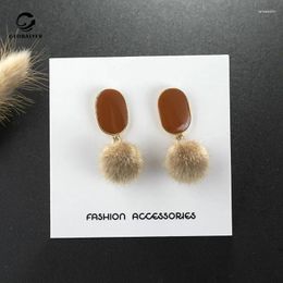 Stud Earrings Tibetan Silver Needles Japan And Korea Autumn Winter Temperament Sweet Exquisite Fashion Small Fur Ball Oil 161