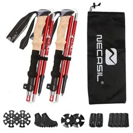 32125cm 5 Sections Trekking Poles Ultralight Aluminum Alloy Folding Hiking Nordic Walking Stick Quick FlipLock Telescopic 240412