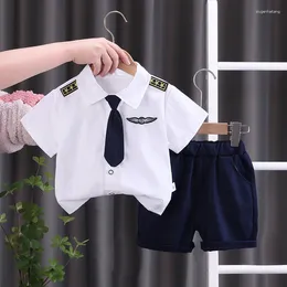 Clothing Sets Kids Baby Boy Boutique Clothes 2024 Summer Turn-down Collar Short Sleeve Shirts And Pants Toddler Boys Outfits Children's