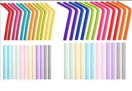 25colors Silicone Straws Drinking Straight Curve Straw Water Cocktail Milk Coffee Straws Recyclable Food Grade Silicone Straw Part2652988