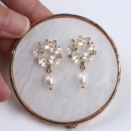 Stud Earrings White 5-6mm Rice Pearl Earring Freshwater