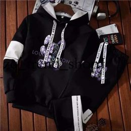 Men's Tracksuits Mens Patchwork Design Luxury Hoodie Set Brand Sweatshirt and Sweatpants Suit Casual Harajuku Y2k Hoody Sports Streetwear 63