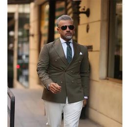 Men's Suits Men Suit Blazer 2PCS Army GreenBlazer Pant Wedding Party Formal Business Handsome Peaked Lapel Jacket Custom Made Tuxedos