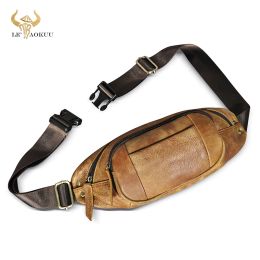 Packs Hot Sale Quality Leather Travel Retro Fanny Waist Belt Bag Chest Pack Sling Bag Design Phone Cigarette Case For men Male s1367