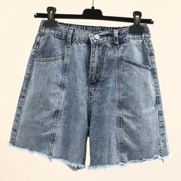 Plus Size Women Denim Shorts Summer Fashion Straight Jeans Loose Pants Oversized Curve Clothes J41048 240409