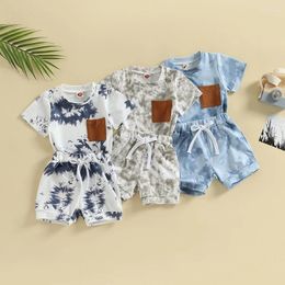Clothing Sets Two Pieces Casual Baby Boys Shorts Clothes Set Fashion Tie-dye Print Short Sleeve T-shirt Elastic Waist Kid Outfit