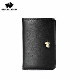 Wallets BISON DENIM ID Credit Bank Card Holder Luxury Genuine Leather Men's Women's Wallet Business Mini Credit Card Case W95041B 2023