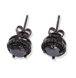 New Fashion White Gold Black Cubic Zirconia Mens and Womens Stud Earrings Hip Hop Round Square Cz Diamond Earring Studs for Couple6294066