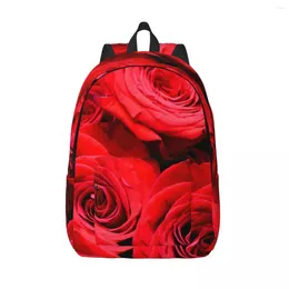 Backpack Red Rose Print Elegant Floral Men Polyester Outdoor Backpacks Lightweight Cute High School Bags Rucksack