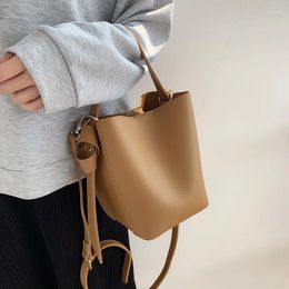 Shoulder Bags Korean Style Women Handbags Small Bag For Female Bucket PU Leather Ladies Crossbody Bolsa Feminina Black