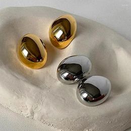 Stud Earrings Fashion Jewelry 925 Silver Needle Big Metal Oval Senior Sense Metallic Gold Color For Girl Gift