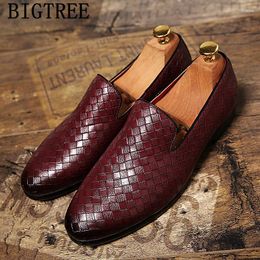 Dress Shoes Fashion Loafers Men Leather Italian Elegant For Formal Slip Designer 2024 Zapatos