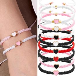 Link Bracelets 2024 Drip Glaze Love Woven Rope String Bracelet Lovers Protection Lucky Amulet And Friendship Handmade Wristband Jewelry