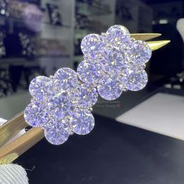 Classic Mossanite Jewelry Screw Back Solid 14K Gold Sier 15Mm VVS Moissanite Flower Stud Earrings