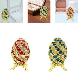 Jewelry Pouches Easter Egg Shape Trinket Box Family Decorative Metal Crafts Home Decor