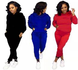 Women Sweatsuit hooded 2 piece set long sleeve hoodiesskinny pants fall winter leggings suits sports jogger suit plus size outfit4331180