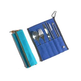 Bag Storage Canvas Cotton Tableware Knife Fork Spoon Packing Bags Outdoor Picnic Portable Flatware Sack 7 Colors Durable TH1325 s