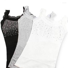 Women's T Shirts Girl Rhinestone Sequin Lace Tank Top Sling