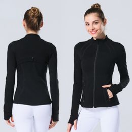 LL Damen Yoga Jacke Definition Training Sport Lu Lu Fitness Jacke Sport schnell trocknend Sportswear Top Solid Color Reißverschluss Sportbekleidung Sportbekleidung Heißverkauf