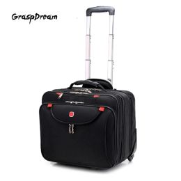 Carry-Ons Famous brand Multifunction Men Business Rolling Luggage 18 Inch Carry On Computer Trolley Travel Bag Women Fashion Suitcase