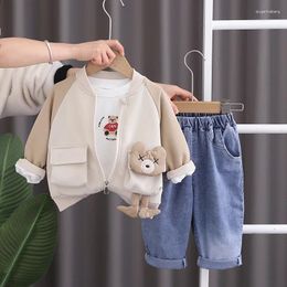 Clothing Sets Kids Baby Boy Boutique Clothes 2024 Spring Cartoon Cardigan Coats T-shirts Pants 3PCS Toddler Boys Outfits Children's