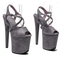 Dress Shoes 20cm/8inches Shiny PU Upper Electroplate Platform High Heel Sandals Sexy Model Pole Dance 257