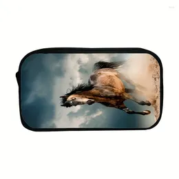 Wallets 3D Animal Printed Horse Pencil Case Youth Student Stationery Bag Men's And Women's Box Desktop Office For Students