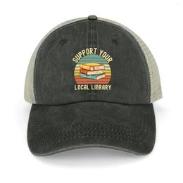 Berets Support Your Local Library Vintage Style (Book Lover Gifts) Cowboy Hat Custom Cap Snapback Men Golf Wear Women's