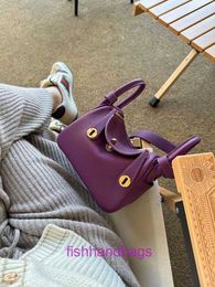 Herrmms Lindiss original tote bags online store Sea purple bag mini square womens leather doctor crossbody one shoulder pillow With Original Logo
