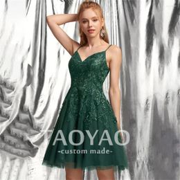 Party Dresses Luxury A-line Homecoming Dress V-Neck Spaghetti Straps Tulle Short Wedding Prom Vestidos De Fiesta