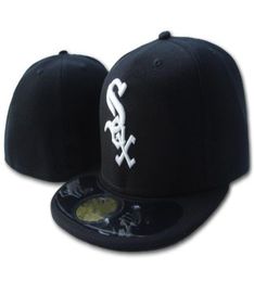 2021 Men039s Black Colour On Field White Soxs Fitted Hats Flat Brim Hat Cheap Fans Closed Gorras Bones Masculino Sport Summer Si5921217