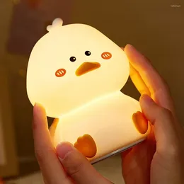 Night Lights USB Charging Duck Patting Lamp Desktop Ornament Silicone Cartoon Sleeping Mood Light Cute Funny LED Kids Room